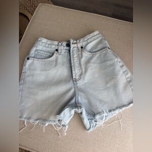 Billabong Light Blue High-Waist Frayed Denim Shorts